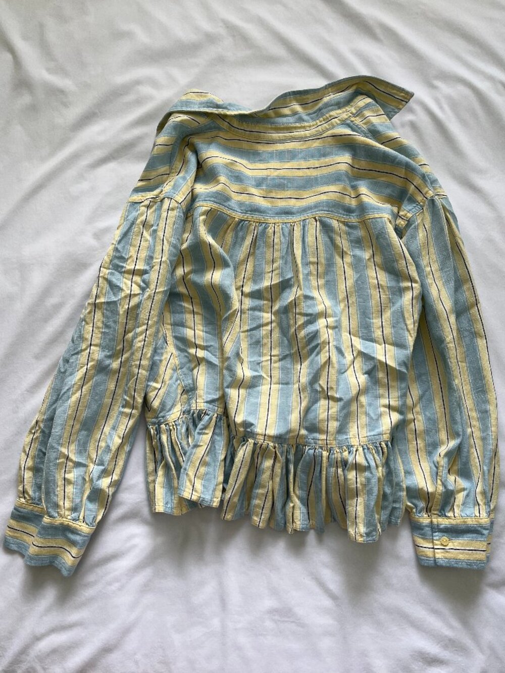 Women's Striped Ruffle Button Down - Picture 2 of 5